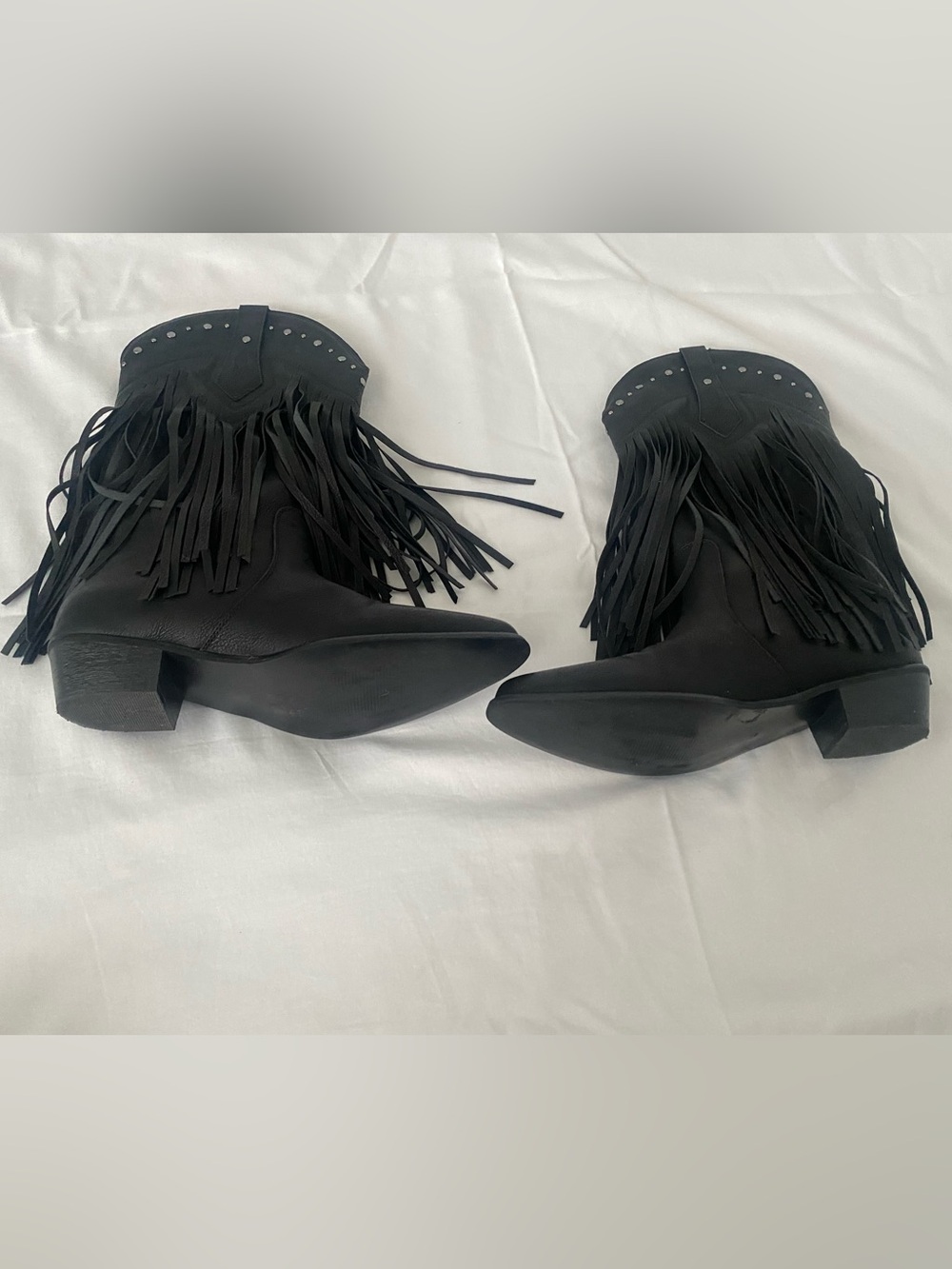 SheSole Women’s Fringe Western Boots Wide Calf Black Studded Cowboy Boots Sz 42 - Picture 8 of 9